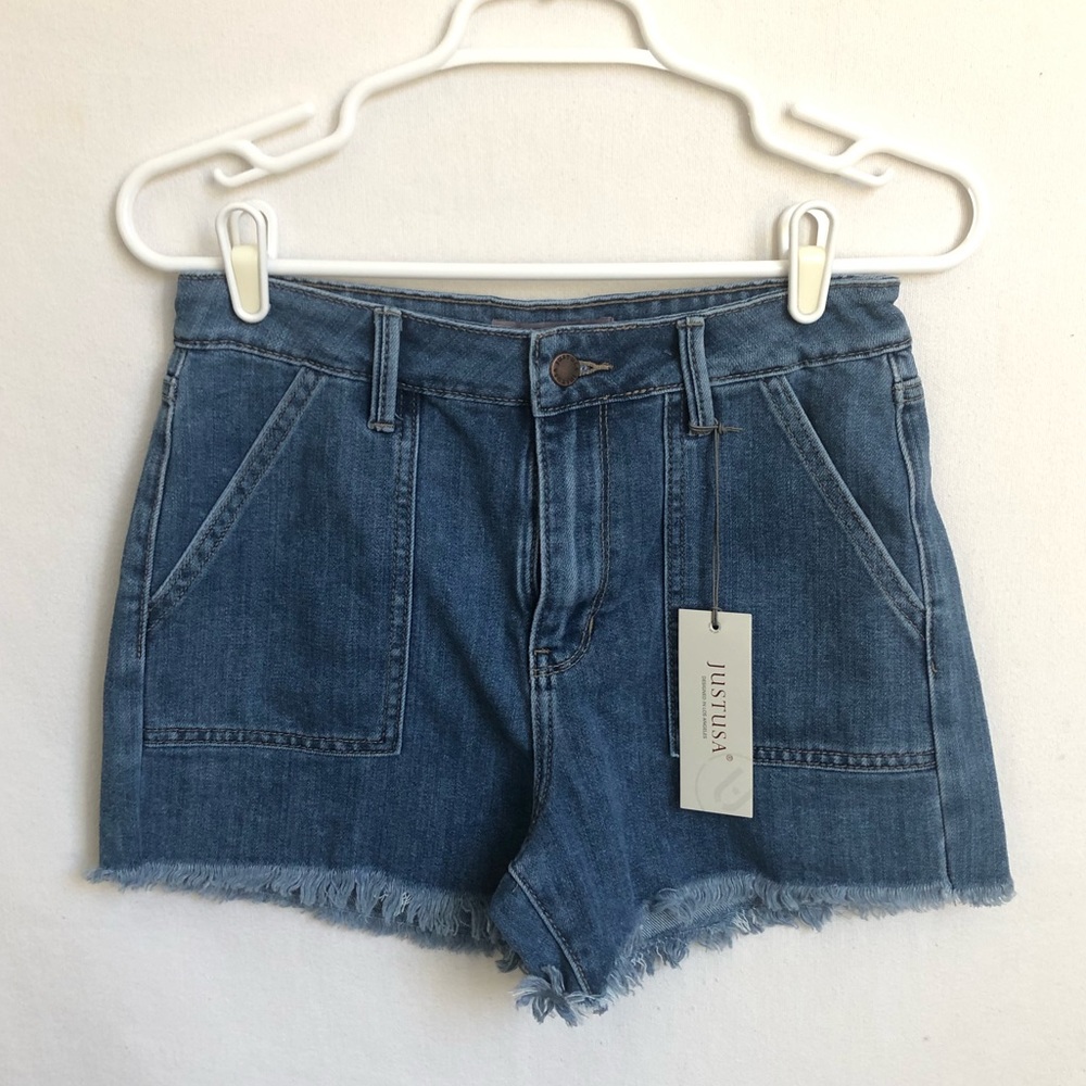 JUST USA Shorts Size 26 Cargo Pockets Raw Hem Outdoor Beach